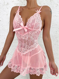 Thumbnail for Lace See-Through Babydoll Lingerie Set