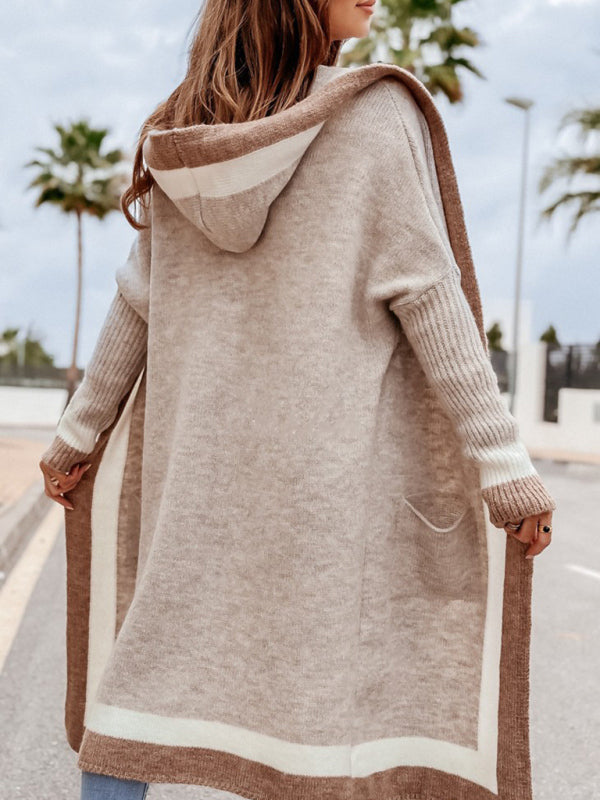 Women's Loose Hooded Twist Knitted Cardigan