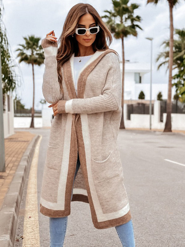 Women's Loose Hooded Twist Knitted Cardigan