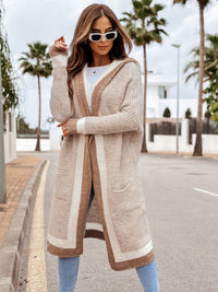 Thumbnail for Women's Loose Hooded Twist Knitted Cardigan