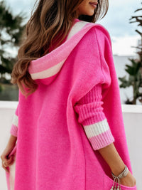 Thumbnail for Women's Loose Hooded Twist Knitted Cardigan