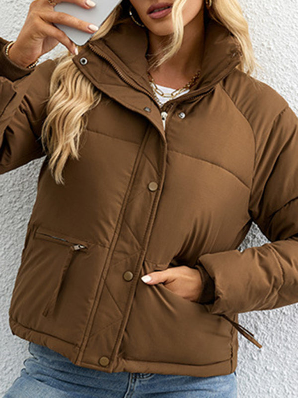 Short Simple Stand Collar Puffer Jacket
