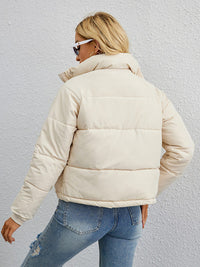 Thumbnail for Short Simple Stand Collar Puffer Jacket