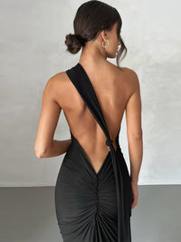 Thumbnail for Versatile Ruched Open Back Ring Gown