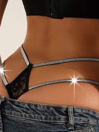 Thumbnail for Women's Strappy Glitter Lace Thong