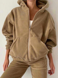 Thumbnail for Women's Hooded Fleece Two-Piece Set