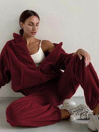 Thumbnail for Women's Hooded Fleece Two-Piece Set