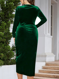 Thumbnail for Women's Plus Size Velour V-Neck Bodycon Dress
