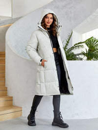 Thumbnail for Women's Stand Collar Long Puffer Coat