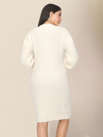 Round Neck Plush Knit Sweater Dress