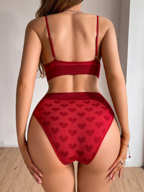 Women's Love Thin Strap Adjustable Seamless Underwear Set