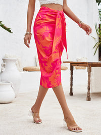 Thumbnail for Women's Printed Tulip Tie Waist Skirt