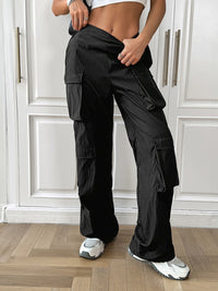 Thumbnail for Women's Casual Solid Color Multi-Pocket Pants