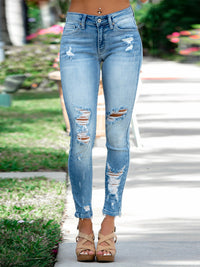 Thumbnail for Women's Distressed Skinny Jeans