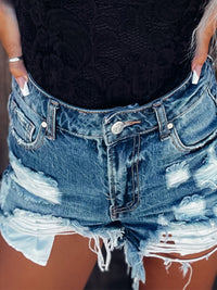 Thumbnail for Women's Distressed High Waist Denim Shorts