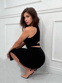 Thumbnail for Women's Full Size Solid Color Crop Top Slim Fit Slit Skirt Set