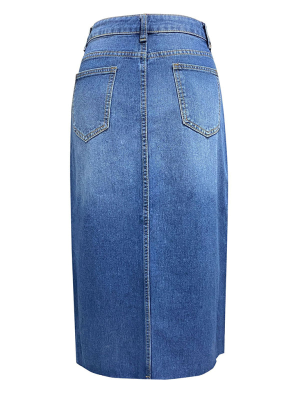 Women's Front Slit A-Line Midi Skirt