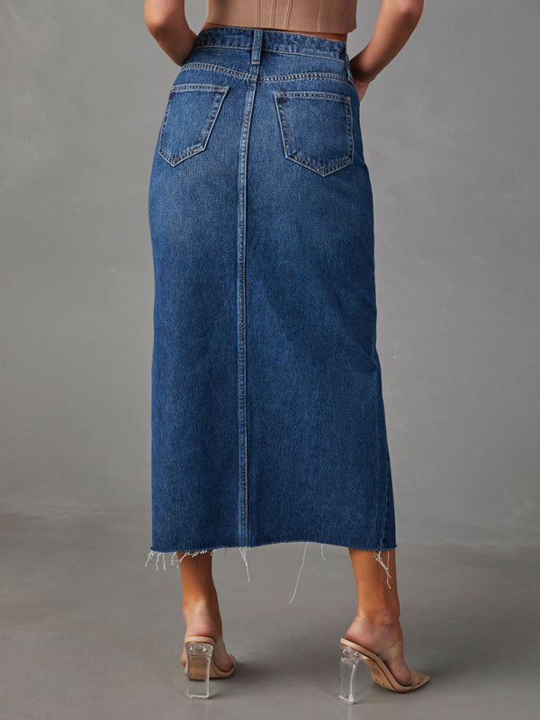 Women's Front Slit A-Line Midi Skirt
