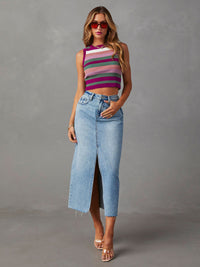 Thumbnail for Women's Front Slit A-Line Midi Skirt