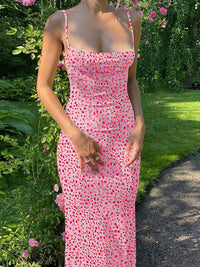 Thumbnail for Women's Slim Floral Open Back Dress