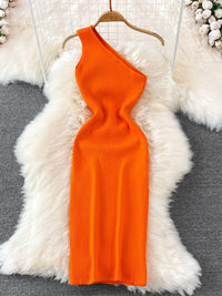 Thumbnail for Women's Slant Shoulder Knitted Dress