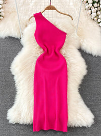 Thumbnail for Women's Slant Shoulder Knitted Dress