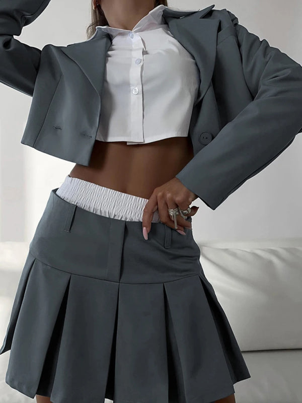 Women's Cropped Blazer and Mini Skirt Set