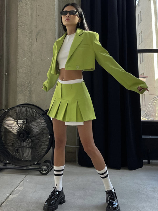 Women's Cropped Blazer and Mini Skirt Set