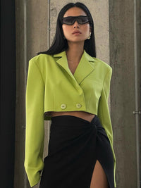 Thumbnail for Women's Cropped Blazer and Mini Skirt Set