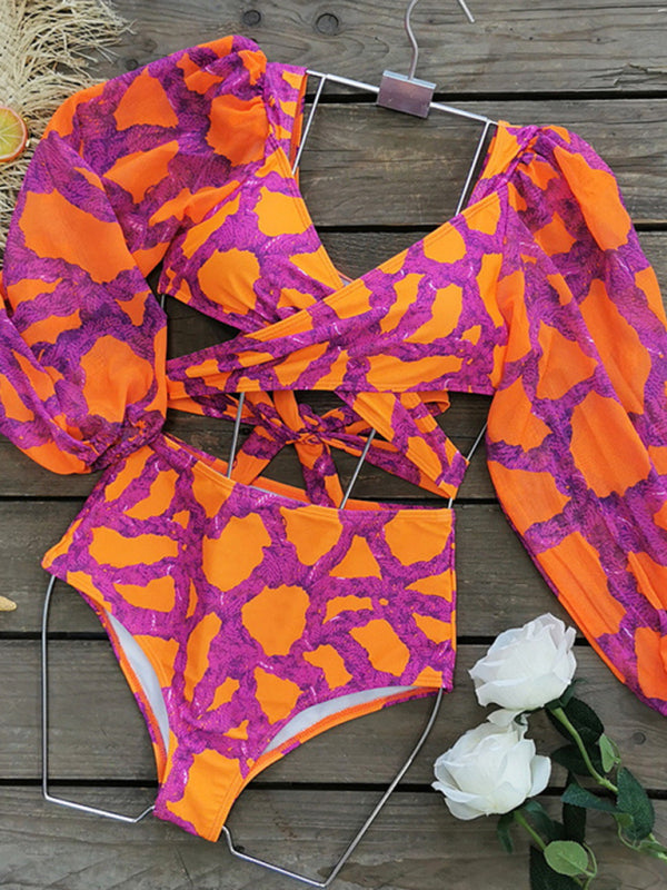 Women's Printed Three-Piece Bikini Set