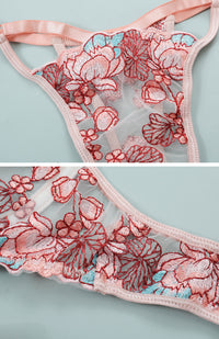 Thumbnail for Floral Embroidered Lingerie Set