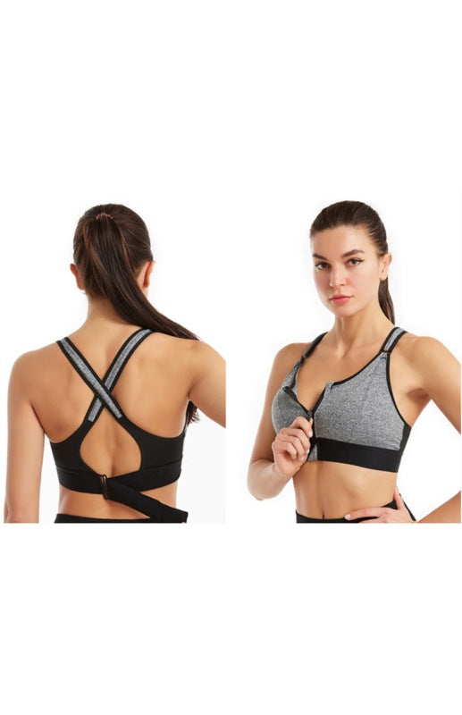 Women's Adjustable Front Zip Sports Bra