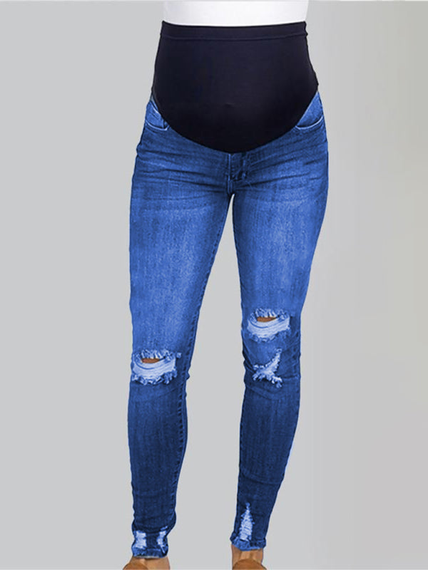 Maternity Solid Color Support Casual Jeans