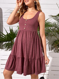 Thumbnail for Maternity Knitted U-Neck Ruffle Button A-Line Dress