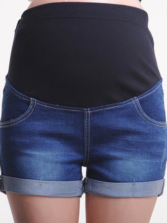 Maternity Denim Casual Tummy Support Shorts